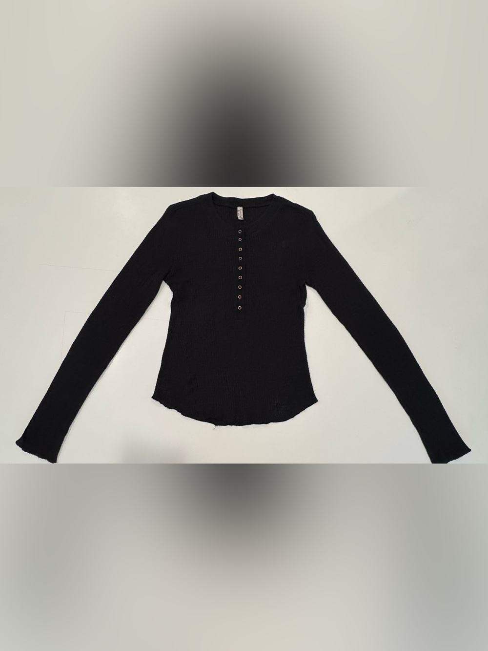 Free People Black Long Sleeve Henley